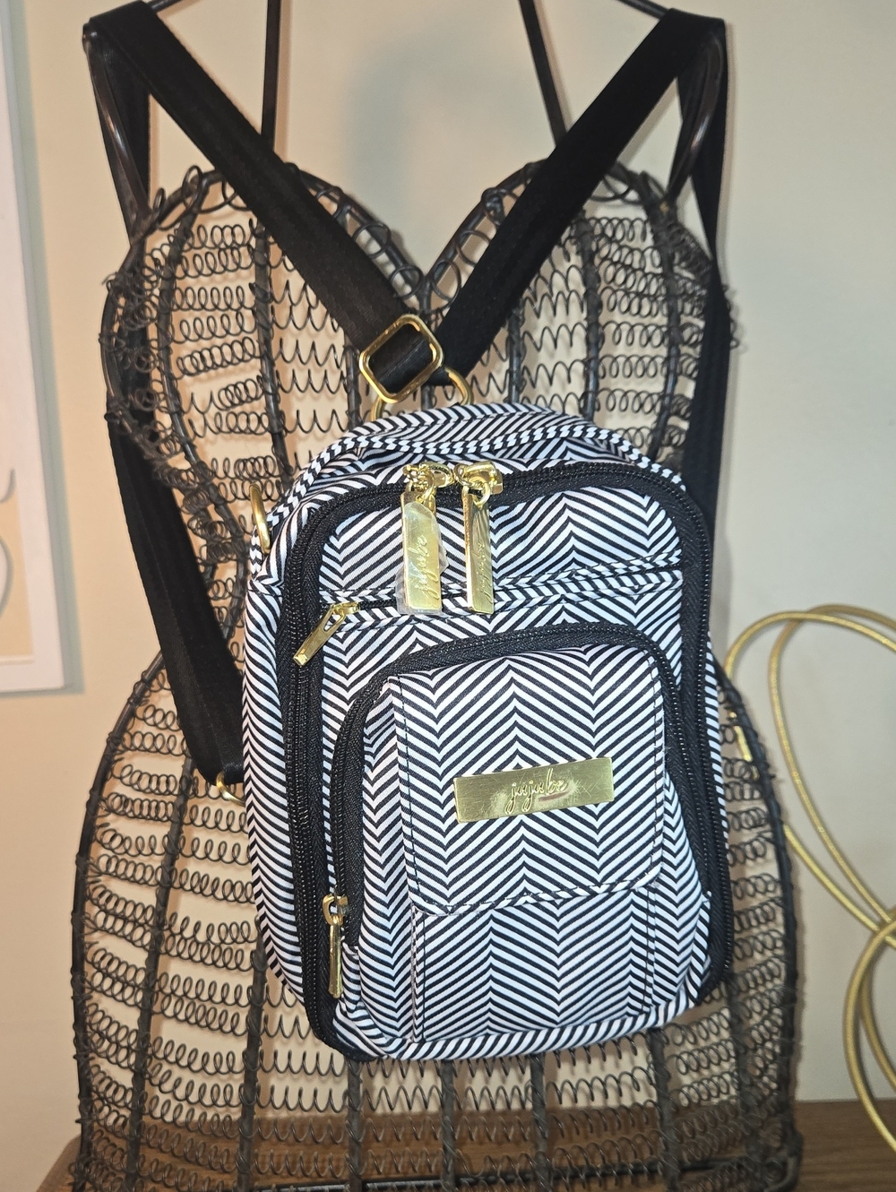 Mini Backpack Crossbody Bag in Black & White — Unbranded